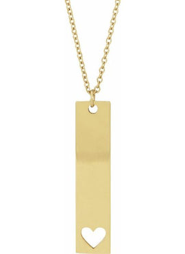 14K White Gold Engravable Bar 16-18