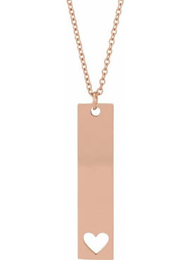 14K White Gold Engravable Bar 16-18