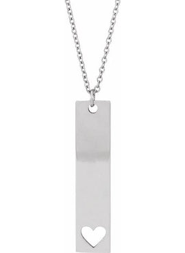14K White Gold Engravable Bar 16-18