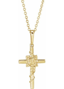 Sterling Silver Floral Cross Pendant
