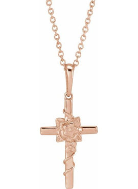 Sterling Silver Floral Cross Pendant