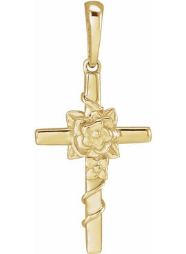 Sterling Silver Floral Cross Pendant