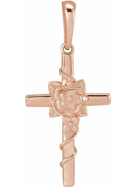Sterling Silver Floral Cross Pendant