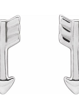 14K White Gold Arrow Stud Earring