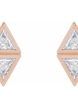 14K White Gold 1/4 CTW Natural Diamond Two-Stone Bezel-Set Earrings