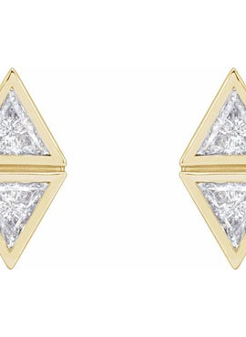 14K White Gold 1/4 CTW Natural Diamond Two-Stone Bezel-Set Earrings