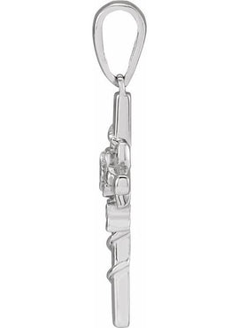Sterling Silver Floral Cross Pendant