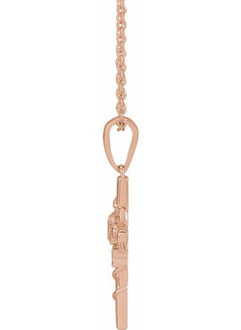 Sterling Silver Floral Cross Pendant