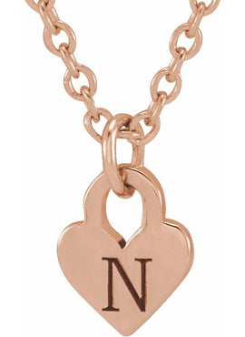 14K White Gold Engravable Heart 16-18