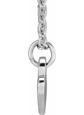 14K White Gold Engravable Heart 16-18