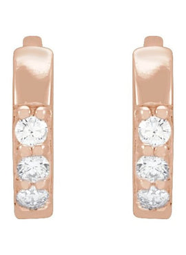 14K Rose Gold 1/8 CTW Natural Diamond Hinged 12.5 mm Hoop Earrings
