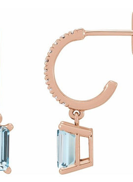 14K White Gold Natural Sky Blue Topaz & .08 CTW Natural Diamond French-Set Hoop Earrings