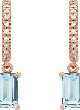 14K White Gold Natural Sky Blue Topaz & .08 CTW Natural Diamond French-Set Hoop Earrings