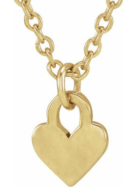 14K White Gold Engravable Heart 16-18