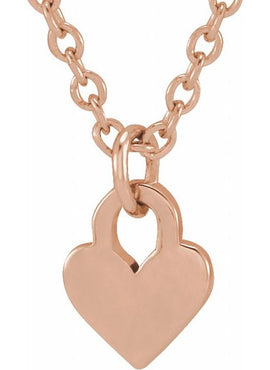 14K White Gold Engravable Heart 16-18
