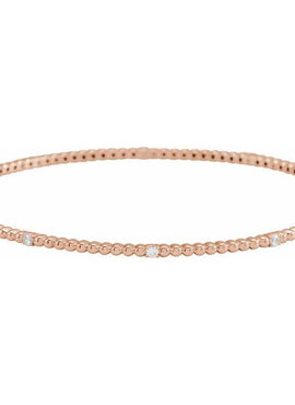 14K Yellow Gold 1/3 CTW Natural Diamond Beaded Bangle 7 3/4