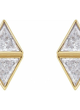 14K White Gold 1/4 CTW Natural Diamond Two-Stone Bezel-Set Earrings