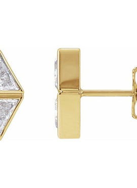 14K White Gold 1/4 CTW Natural Diamond Two-Stone Bezel-Set Earrings