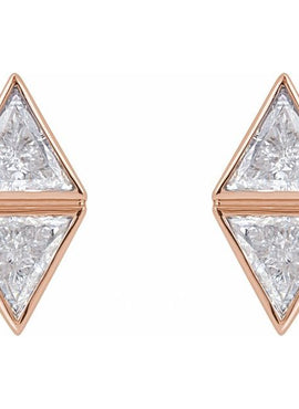 14K White Gold 1/4 CTW Natural Diamond Two-Stone Bezel-Set Earrings