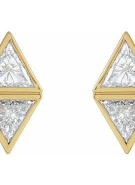 14K White Gold 1/4 CTW Natural Diamond Two-Stone Bezel-Set Earrings