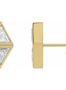 14K White Gold 1/4 CTW Natural Diamond Two-Stone Bezel-Set Earrings