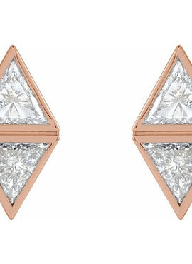 14K White Gold 1/4 CTW Natural Diamond Two-Stone Bezel-Set Earrings