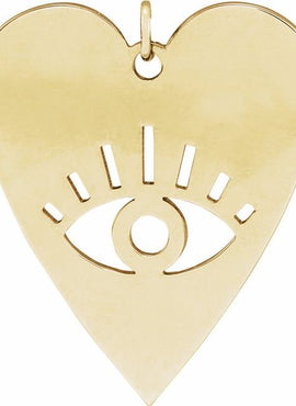 14K White Gold Evil Eye Heart 16-18