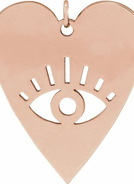 14K White Gold Evil Eye Heart 16-18
