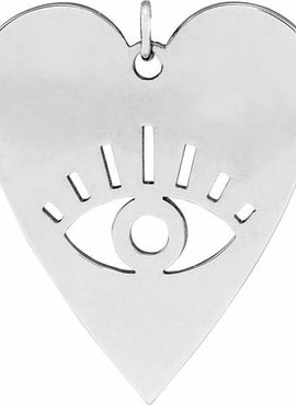 14K White Gold Evil Eye Heart 16-18