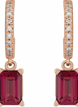 14K White Gold Natural Sky Blue Topaz & .08 CTW Natural Diamond French-Set Hoop Earrings