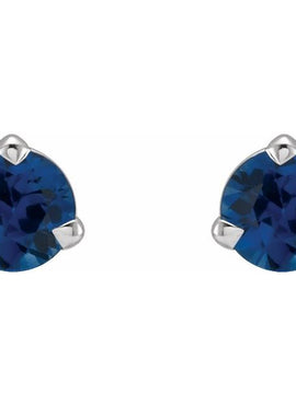 14K White Gold 3 mm Natural Blue Sapphire Earrings