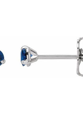 14K White Gold 3 mm Natural Blue Sapphire Earrings