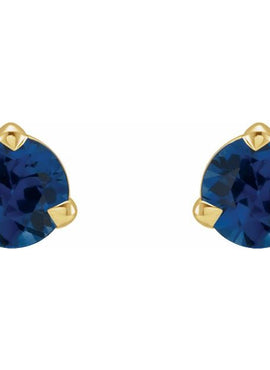 14K White Gold 3 mm Natural Blue Sapphire Earrings