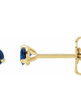 14K White Gold 3 mm Natural Blue Sapphire Earrings
