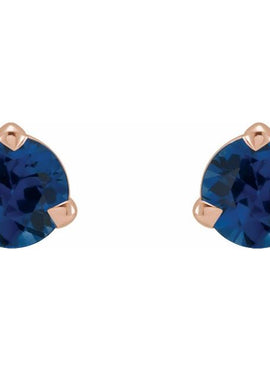 14K White Gold 3 mm Natural Blue Sapphire Earrings