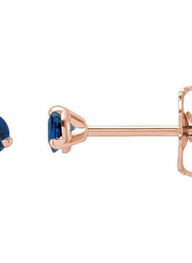 14K White Gold 3 mm Natural Blue Sapphire Earrings