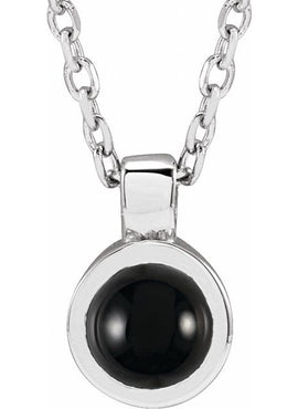 14K White Gold Natural White Opal Bezel-Set 16-18