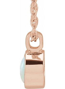 14K White Gold Natural White Opal Bezel-Set 16-18