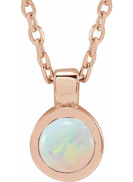 14K White Gold Natural White Opal Bezel-Set 16-18