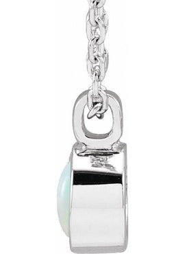 14K White Gold Natural White Opal Bezel-Set 16-18