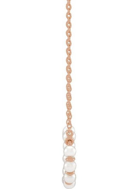 14K Yellow Gold Cultured White Freshwater Pearl Bar 18
