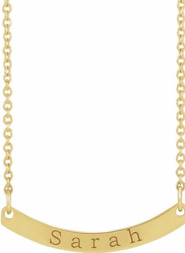 18K Yellow Gold-Plated Sterling Silver Engravable Curved Bar 18