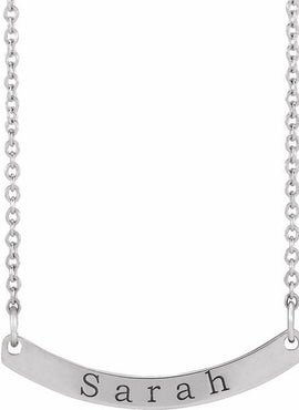 18K Yellow Gold-Plated Sterling Silver Engravable Curved Bar 18