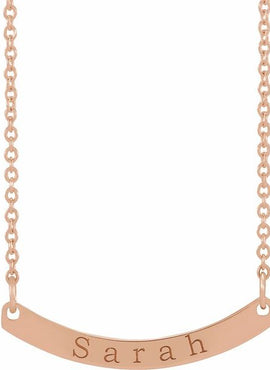 18K Yellow Gold-Plated Sterling Silver Engravable Curved Bar 18