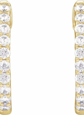 14K Yellow Gold 1 CTW Lab-Grown Diamond Inside-Outside Hinged 19.3 mm Hoop Earrings