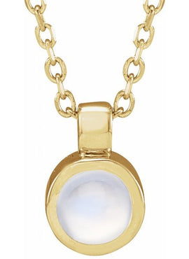 14K White Gold Natural White Opal Bezel-Set 16-18