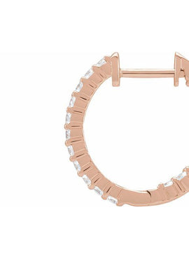14K Yellow Gold 1 CTW Lab-Grown Diamond Inside-Outside Hinged 19.3 mm Hoop Earrings