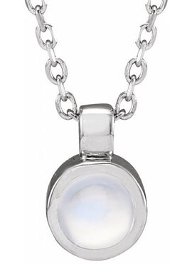 14K White Gold Natural White Opal Bezel-Set 16-18