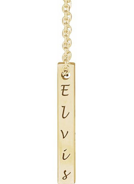 14K Yellow Gold Engravable Four-Sided Bar Pendant