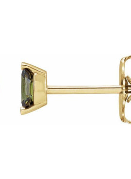 14K Yellow Gold Natural Green Tourmaline Earrings